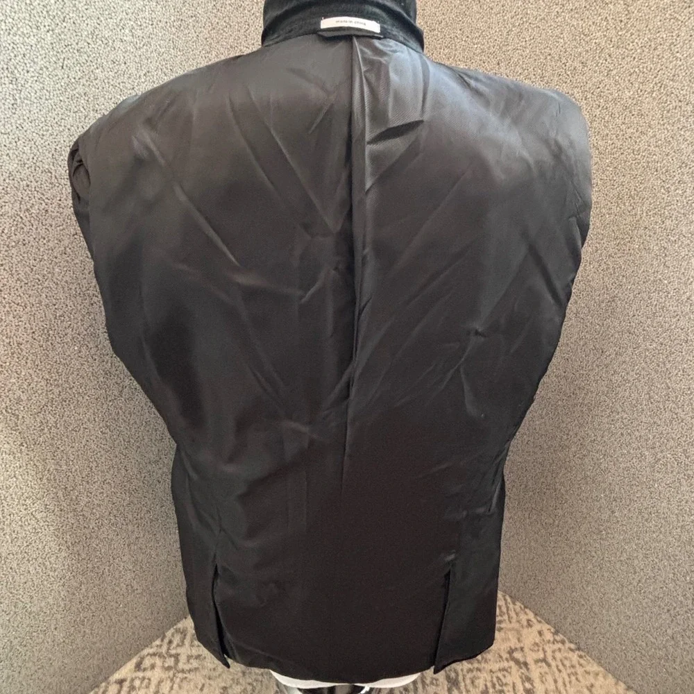 Bar III Black Green Paisley Velvet Slim Fit Tuxedo Jacket 44L Formal